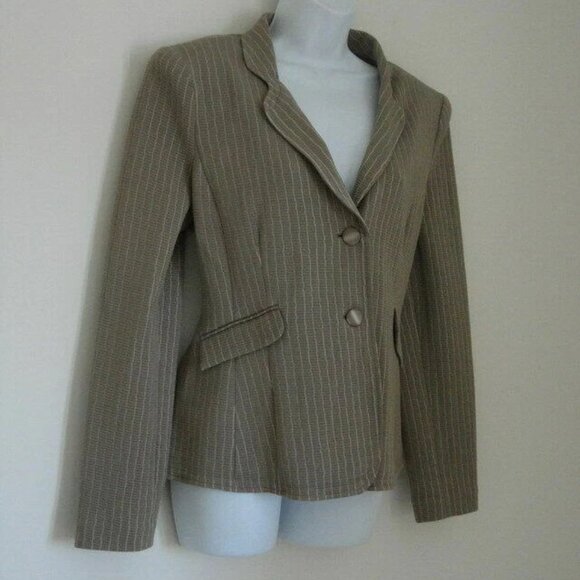 NWT GIORGIO ARMANI Taupe Cotton Jacquard Jersey 2 Button Jacket 12 - Picture 2 of 8